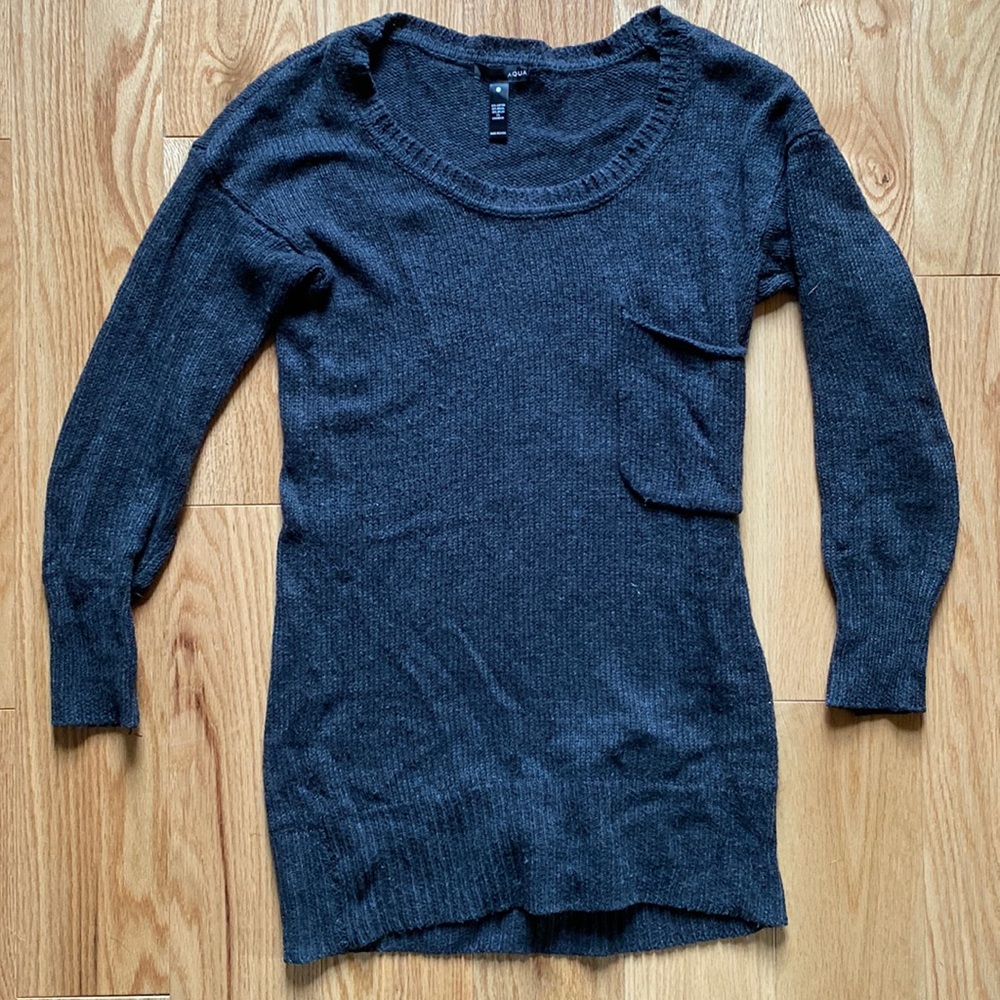 Aqua Cashmere Sweater Dress - Grey